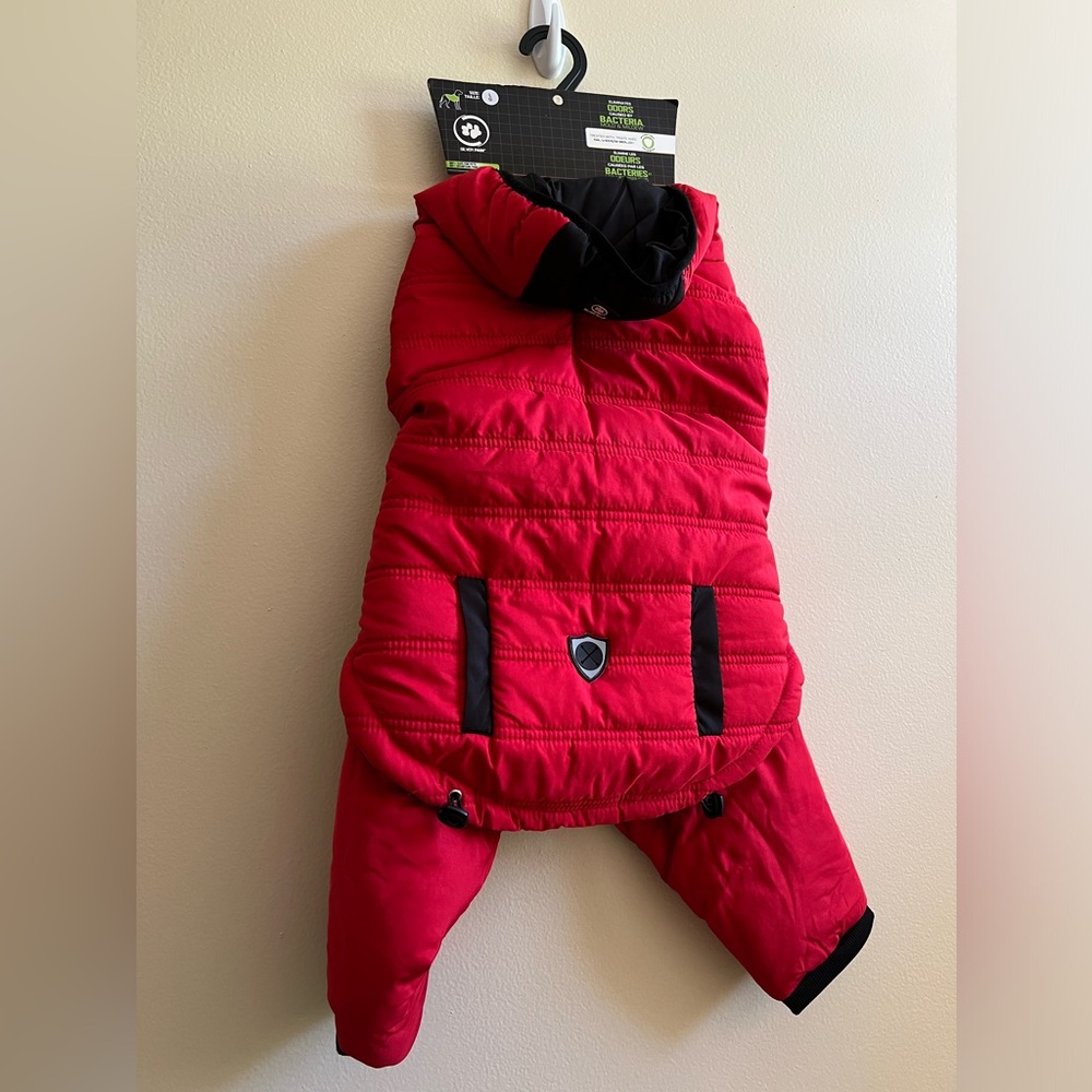 Silver Paw Snow Suit or Coat , with Zip off Legs. Adjustable for Warmth.